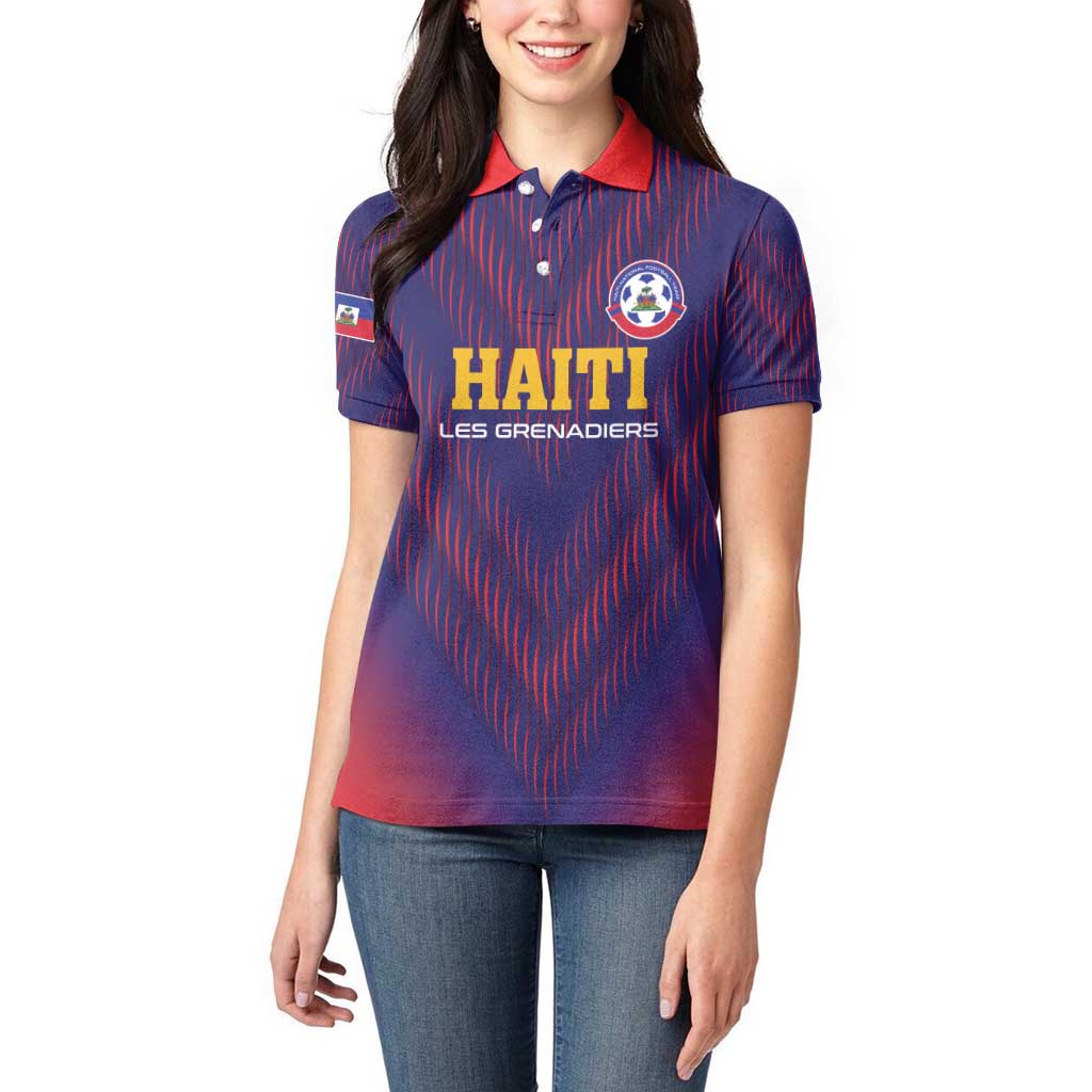 Custom Haiti Football Women Polo Shirt Come On Les Grenadiers