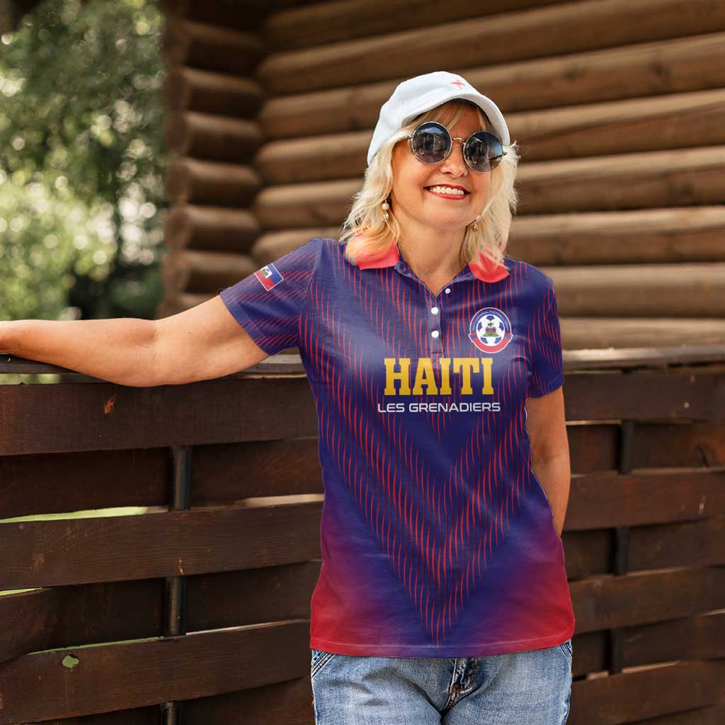 Custom Haiti Football Women Polo Shirt Come On Les Grenadiers