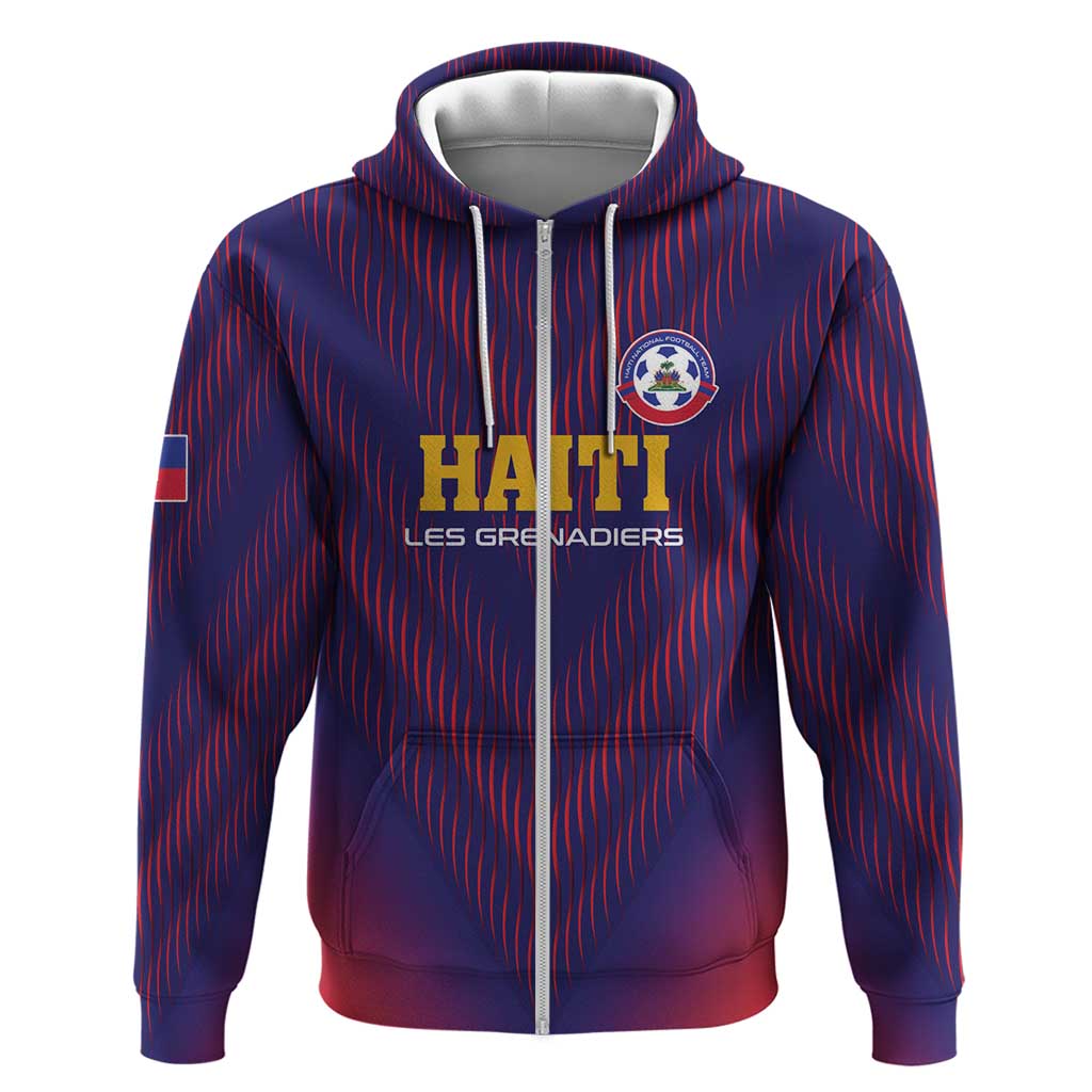 Custom Haiti Football Zip Hoodie Come On Les Grenadiers