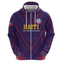 Custom Haiti Football Zip Hoodie Come On Les Grenadiers