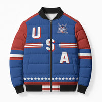 Custom Hockey 2026 USA Blue Bomber Puffer Jacket United States Go Champions