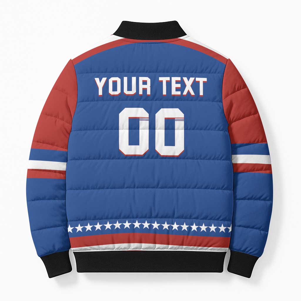 Custom Hockey 2026 USA Blue Bomber Puffer Jacket United States Go Champions