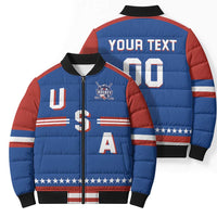 Custom Hockey 2026 USA Blue Bomber Puffer Jacket United States Go Champions