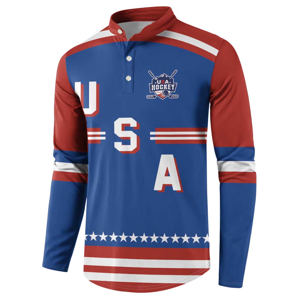 Custom Hockey 2026 USA Blue Button Sweatshirt United States Go Champions