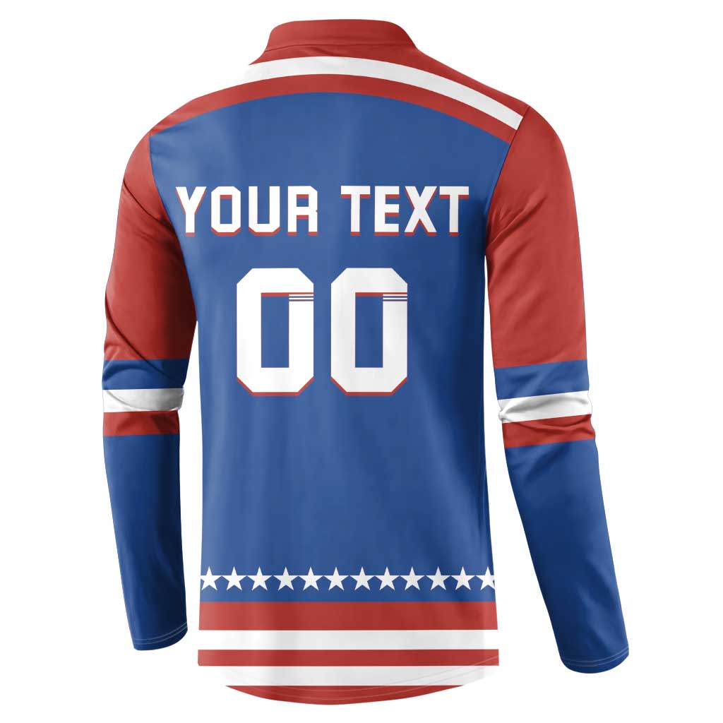 Custom Hockey 2026 USA Blue Button Sweatshirt United States Go Champions