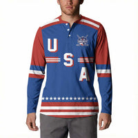 Custom Hockey 2026 USA Blue Button Sweatshirt United States Go Champions