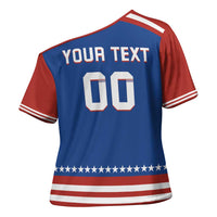 Custom Hockey 2026 USA Blue Cross Shoulder Shirt United States Go Champions