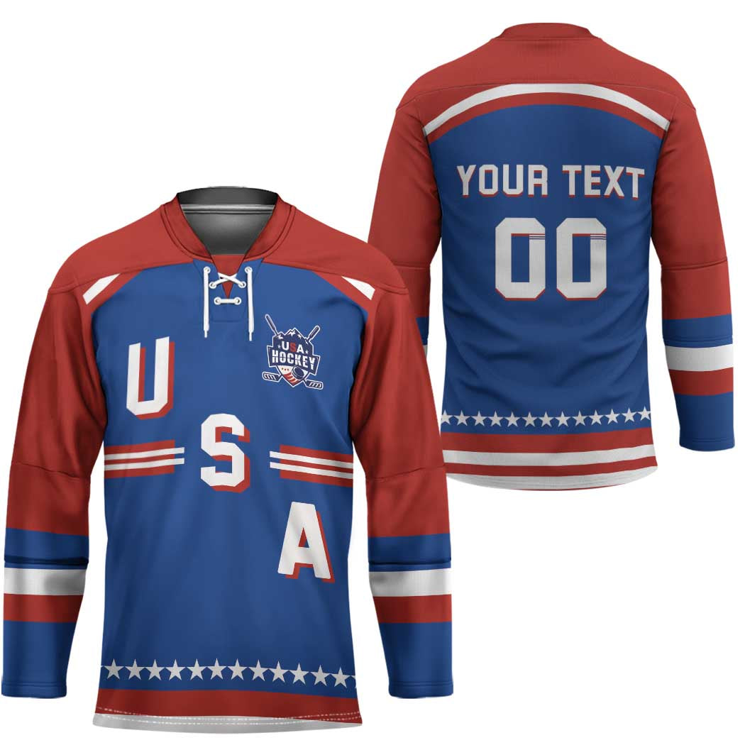 Custom Hockey 2026 USA Blue Hockey Jersey United States Go Champions