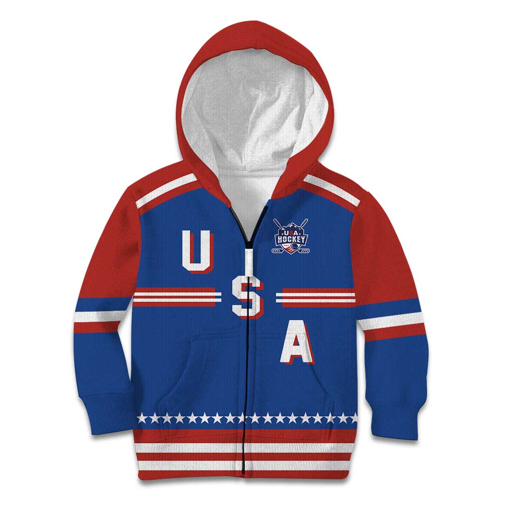 Custom Hockey 2026 USA Blue Kid Hoodie United States Go Champions