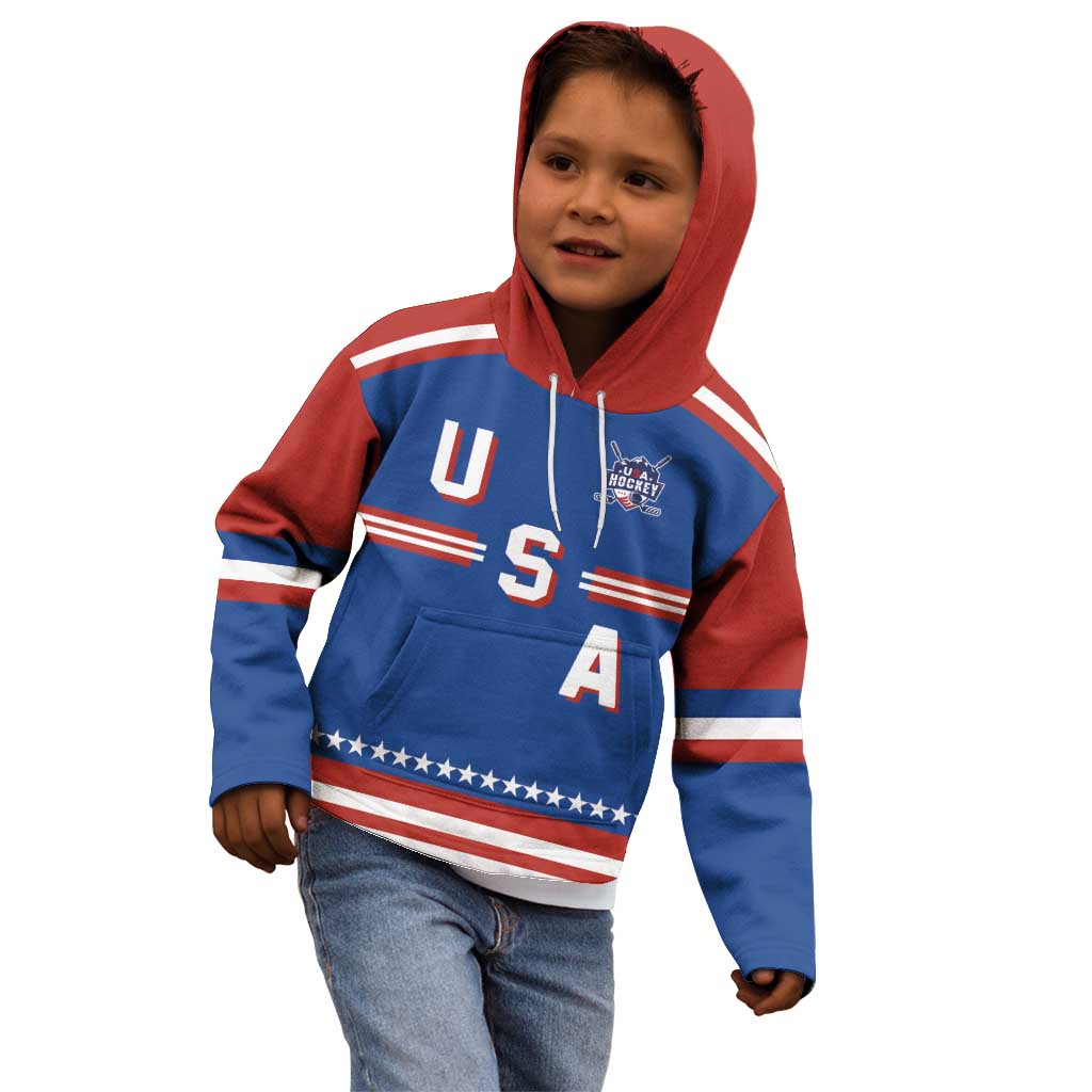 Custom Hockey 2026 USA Blue Kid Hoodie United States Go Champions