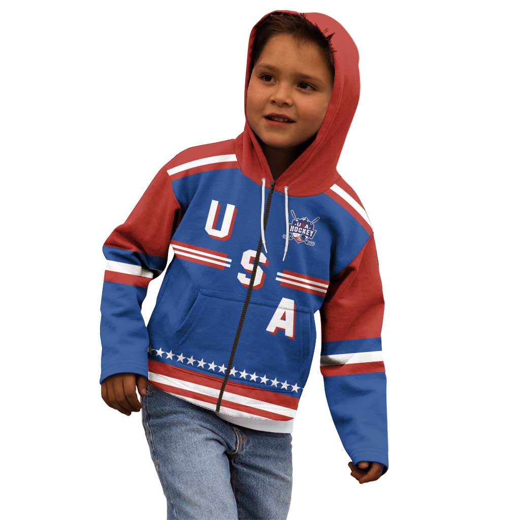 Custom Hockey 2026 USA Blue Kid Hoodie United States Go Champions