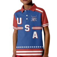 Custom Hockey 2026 USA Blue Kid Polo Shirt United States Go Champions