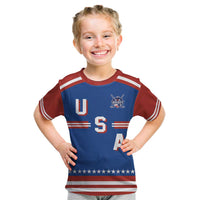 Custom Hockey 2026 USA Blue Kid T Shirt United States Go Champions