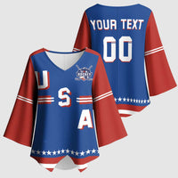 Custom Hockey 2026 USA Blue Kimono Sleeve Blouse United States Go Champions