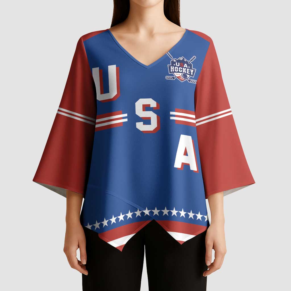 Custom Hockey 2026 USA Blue Kimono Sleeve Blouse United States Go Champions
