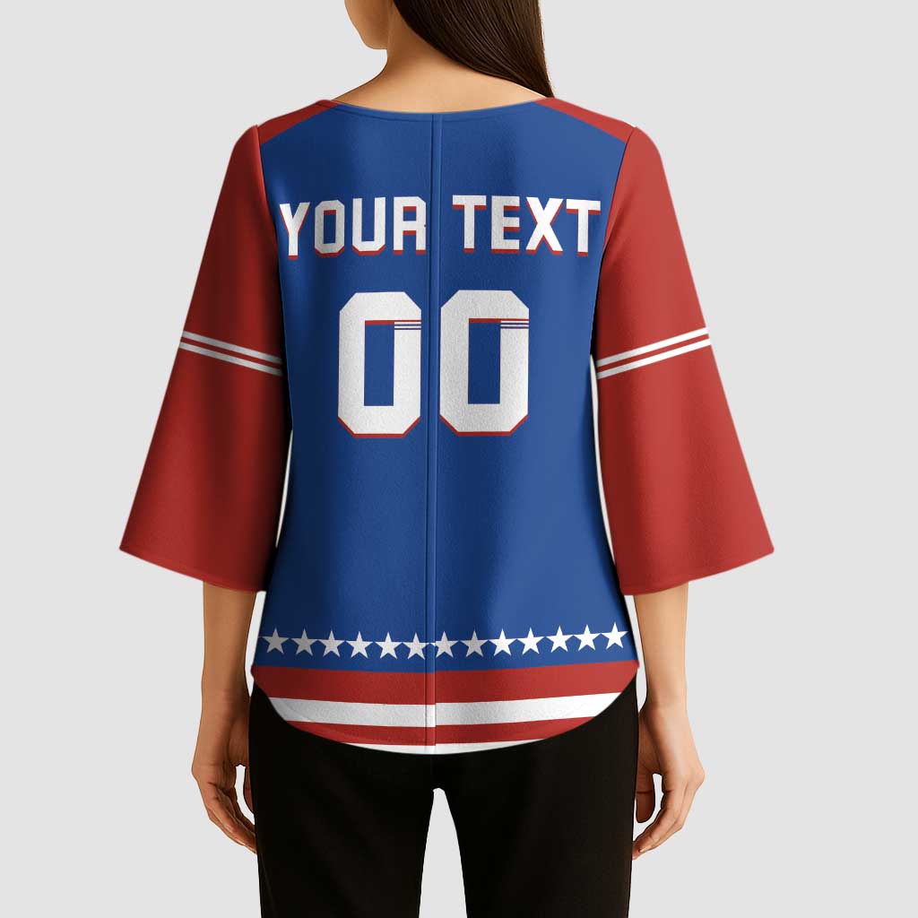Custom Hockey 2026 USA Blue Kimono Sleeve Blouse United States Go Champions
