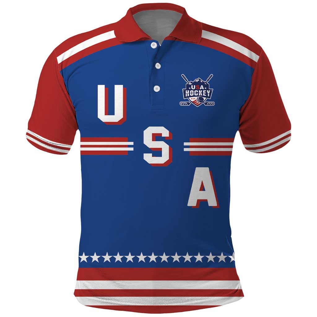 Custom Hockey 2026 USA Blue Polo Shirt United States Go Champions