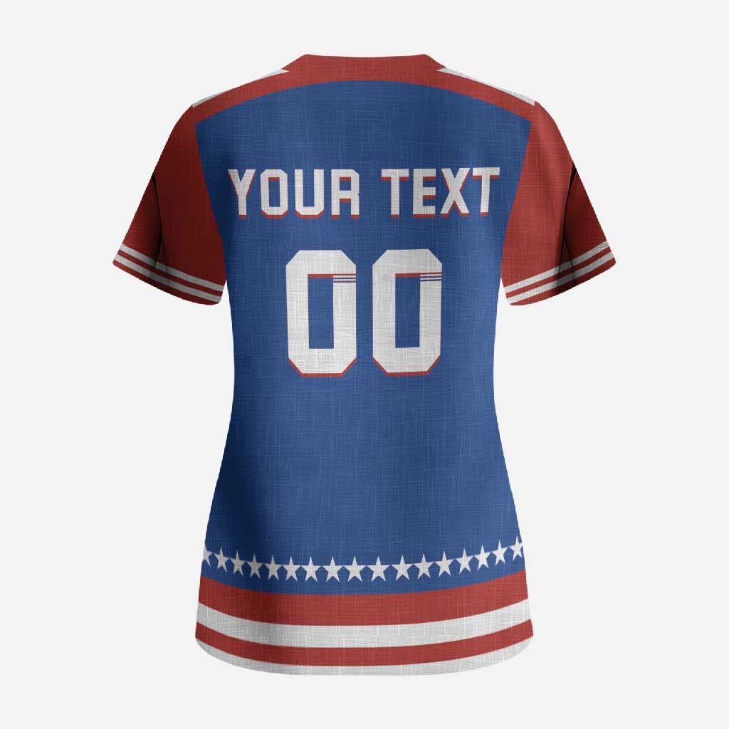 Custom Hockey 2026 USA Blue Scrub Top United States Go Champions