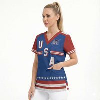 Custom Hockey 2026 USA Blue Scrub Top United States Go Champions