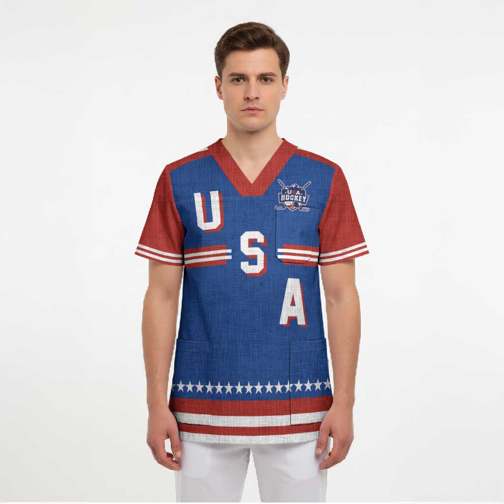 Custom Hockey 2026 USA Blue Scrub Top United States Go Champions