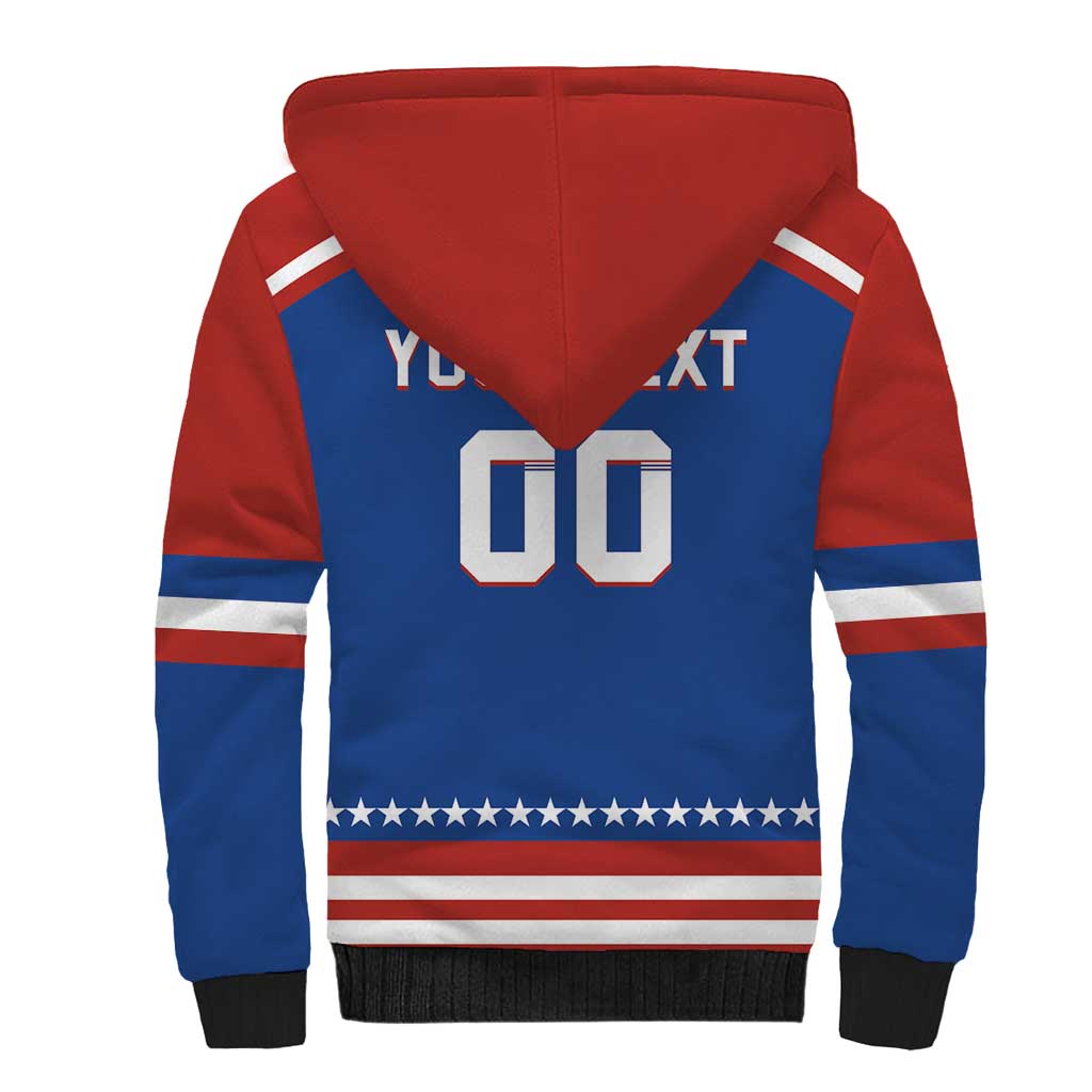 Custom Hockey 2026 USA Blue Sherpa Hoodie United States Go Champions