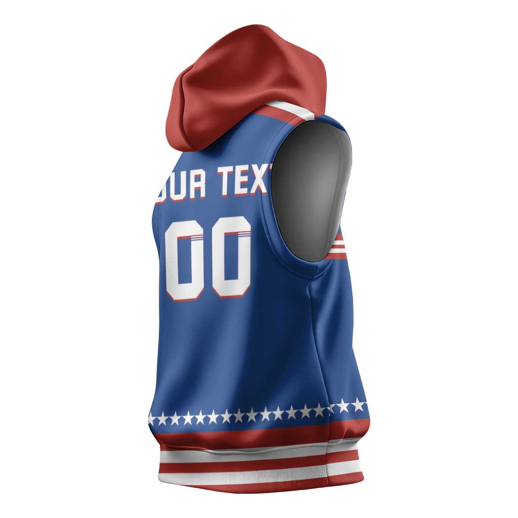 Custom Hockey 2026 USA Blue Sleeveless Hoodie United States Go Champions