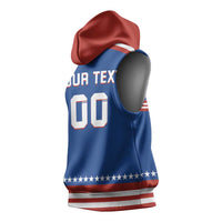 Custom Hockey 2026 USA Blue Sleeveless Hoodie United States Go Champions