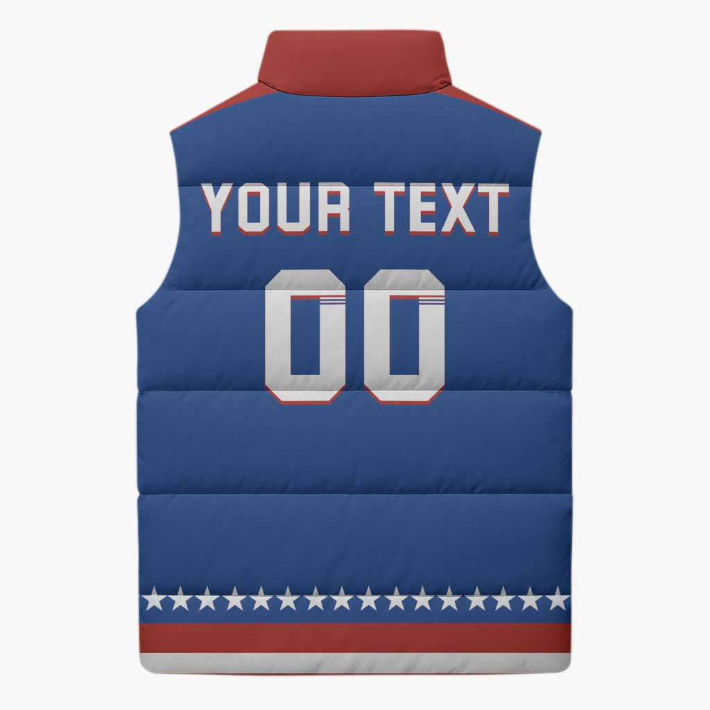 Custom Hockey 2026 USA Blue Sleeveless Puffer Jacket United States Go Champions
