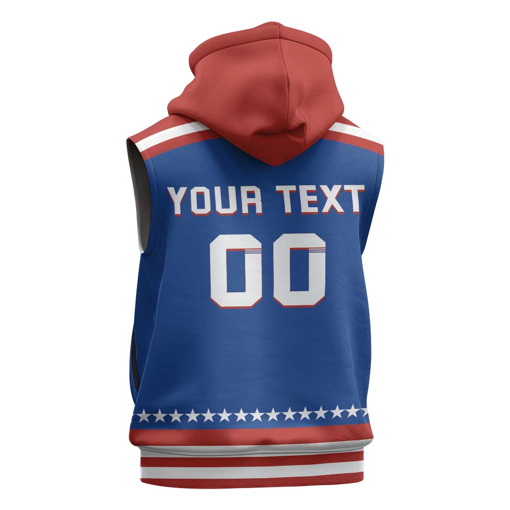 Custom Hockey 2026 USA Blue Sleeveless Zip Hoodie United States Go Champions