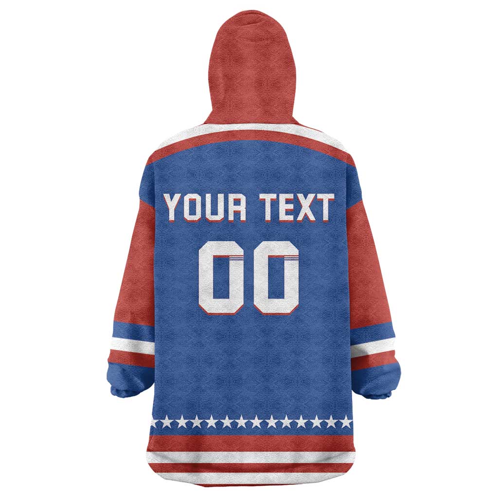 Custom Hockey 2026 USA Blue Wearable Blanket Hoodie United States Go Champions