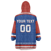 Custom Hockey 2026 USA Blue Wearable Blanket Hoodie United States Go Champions