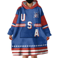 Custom Hockey 2026 USA Blue Wearable Blanket Hoodie United States Go Champions