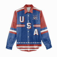 Custom Hockey 2026 USA Blue Women Casual Shirt United States Go Champions