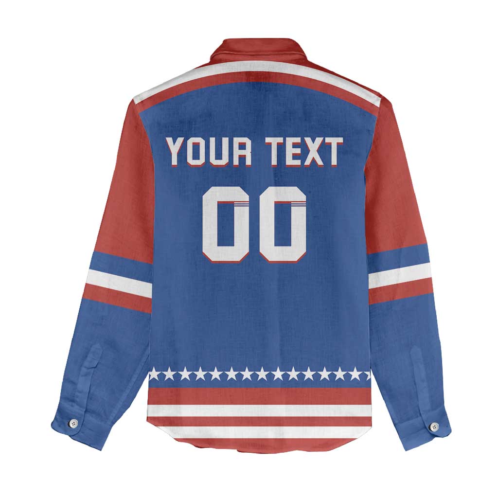 Custom Hockey 2026 USA Blue Women Casual Shirt United States Go Champions