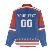 Custom Hockey 2026 USA Blue Women Casual Shirt United States Go Champions