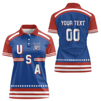 Custom Hockey 2026 USA Blue Women Polo Shirt United States Go Champions