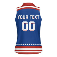 Custom Hockey 2026 USA Blue Women Sleeveless Polo Shirt United States Go Champions