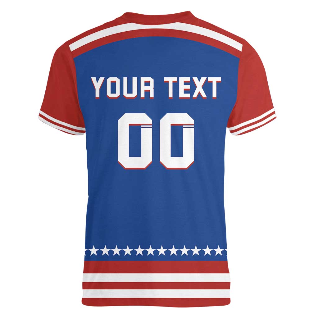 Custom Hockey 2026 USA Blue Women V-Neck T-Shirt United States Go Champions