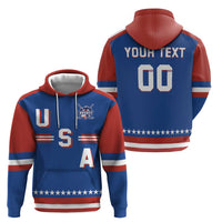 Custom Hockey 2026 USA Blue Zip Hoodie United States Go Champions