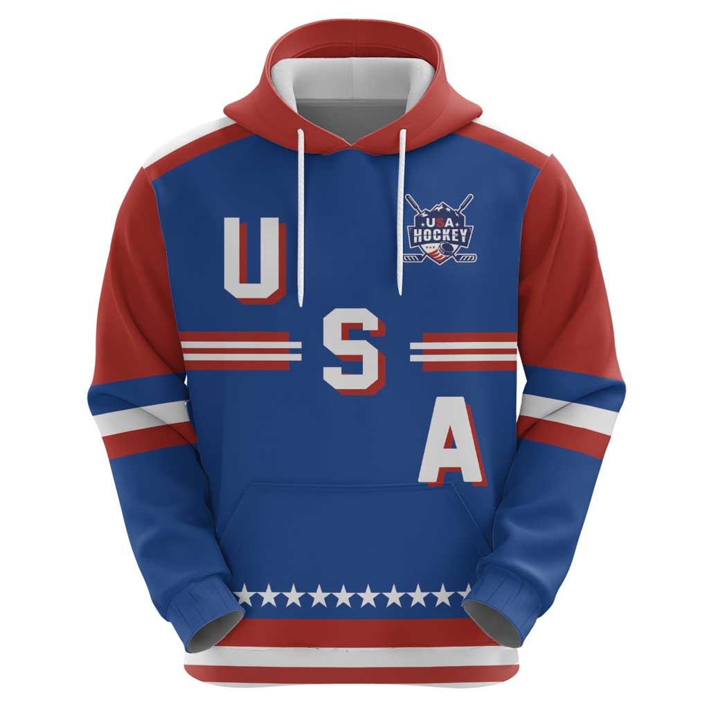 Custom Hockey 2026 USA Blue Zip Hoodie United States Go Champions