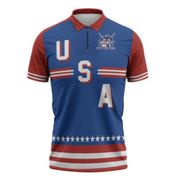 Custom Hockey 2026 USA Blue Zipper Polo Shirt United States Go Champions