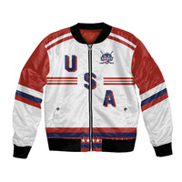 Custom Hockey 2026 USA White Bomber Jacket United States Go Champions