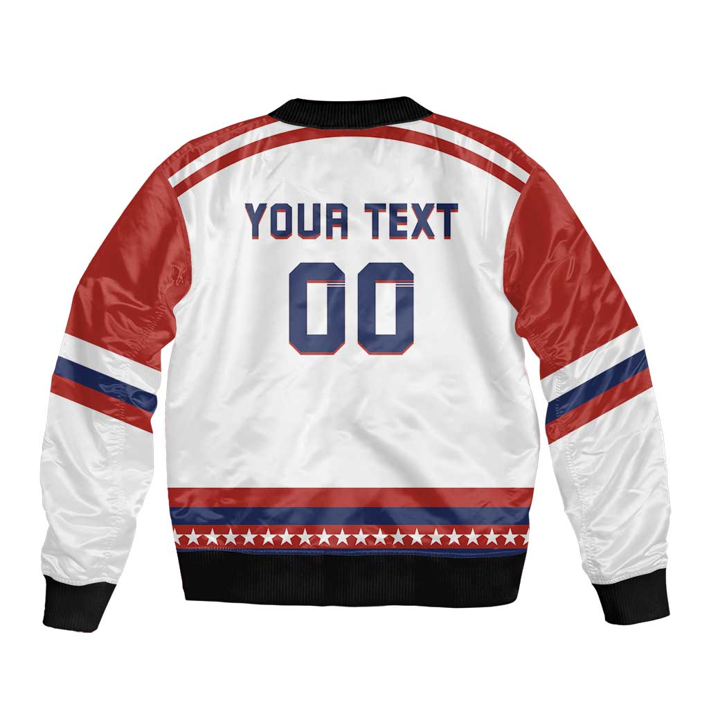Custom Hockey 2026 USA White Bomber Jacket United States Go Champions