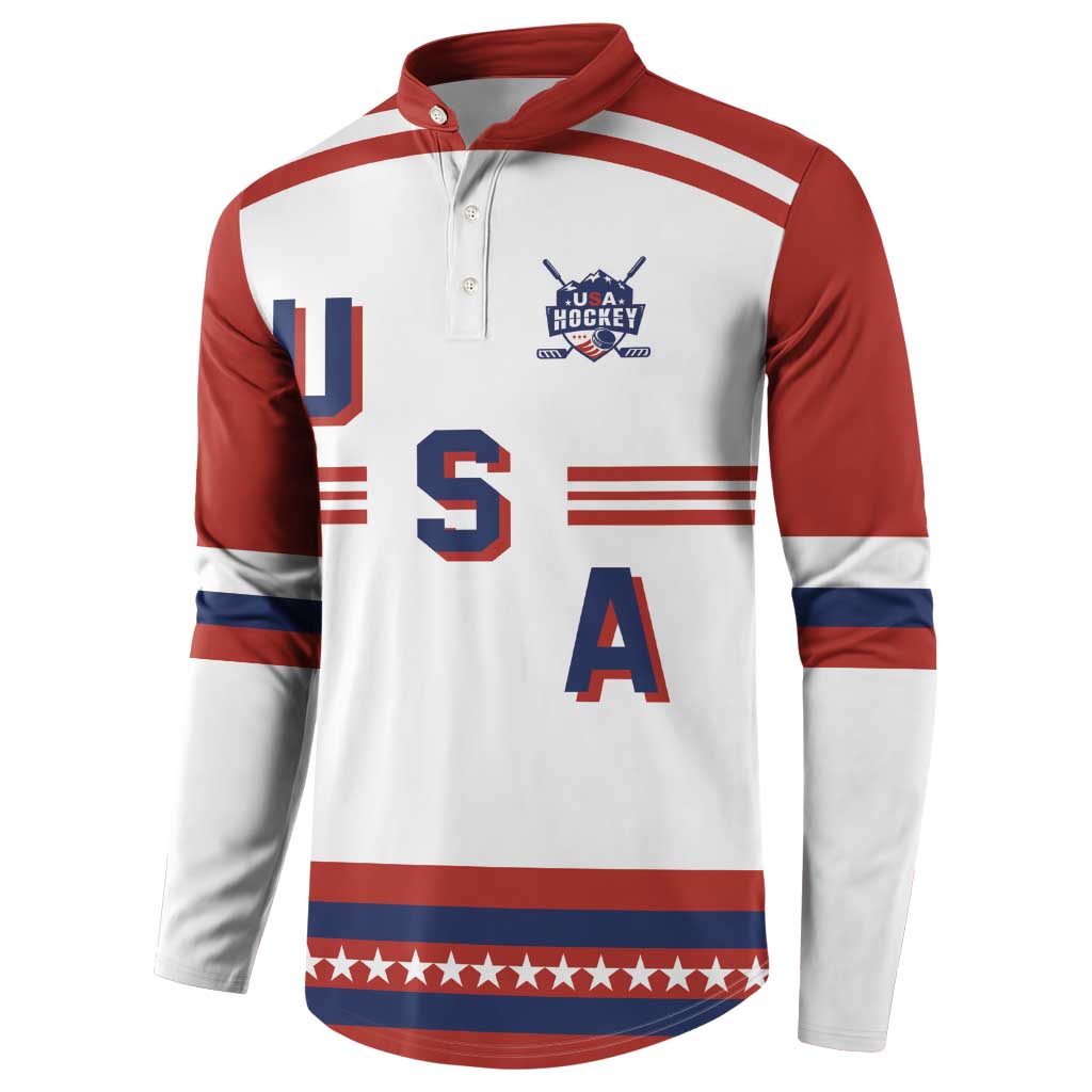 Custom Hockey 2026 USA White Button Sweatshirt United States Go Champions