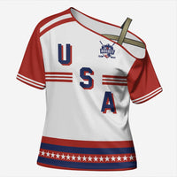 Custom Hockey 2026 USA White Cross Shoulder Shirt United States Go Champions