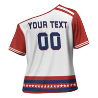 Custom Hockey 2026 USA White Cross Shoulder Shirt United States Go Champions