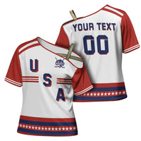 Custom Hockey 2026 USA White Cross Shoulder Shirt United States Go Champions