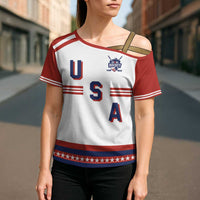 Custom Hockey 2026 USA White Cross Shoulder Shirt United States Go Champions