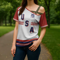 Custom Hockey 2026 USA White Cross Shoulder Shirt United States Go Champions