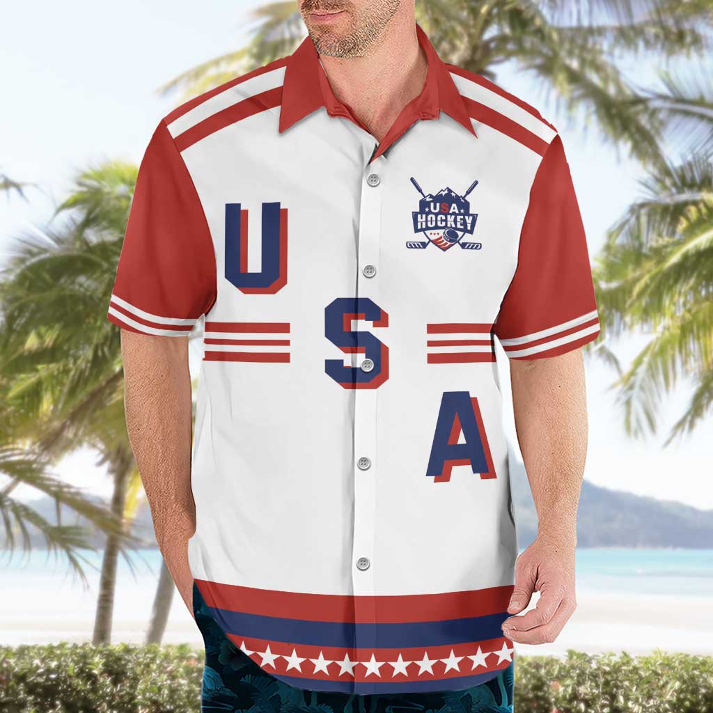 Custom Hockey 2026 USA White Hawaiian Shirt United States Go Champions